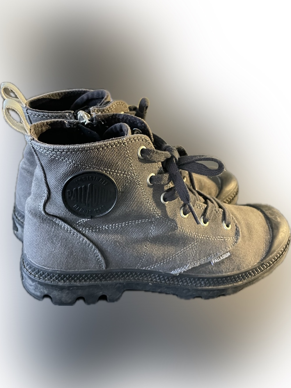 Womens 8 (Men’s 6) Gray Canvas zip-up Chukka Boots by Palladium - Picture 5 of 11